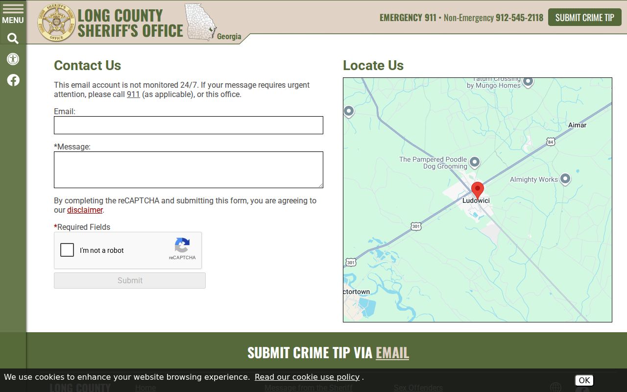 Long County warrant lookup sheriff contact form
