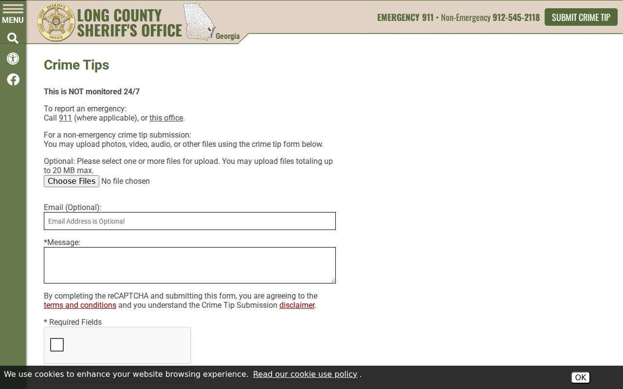 Long County warrant lookup official message controls