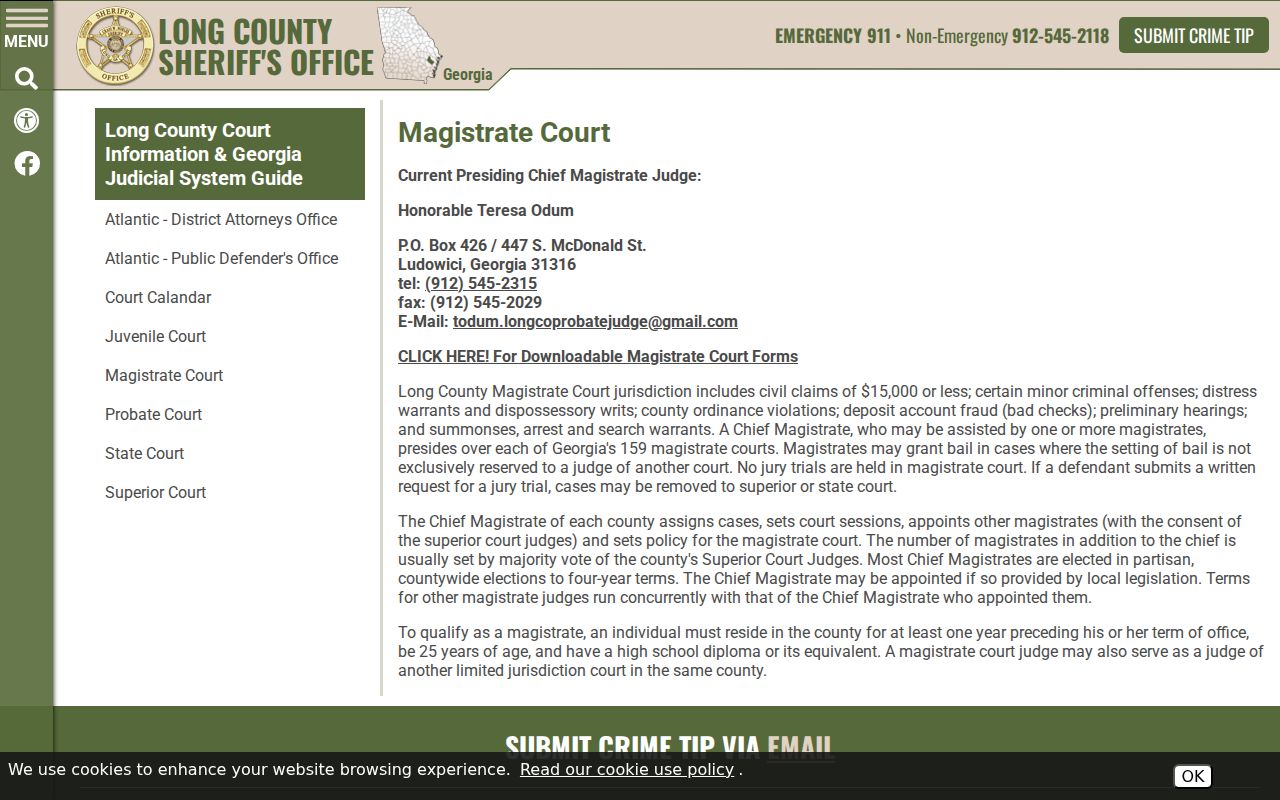 Long County warrant lookup Magistrate Court authority