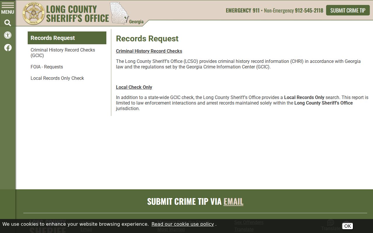Long County outstanding warrants records index
