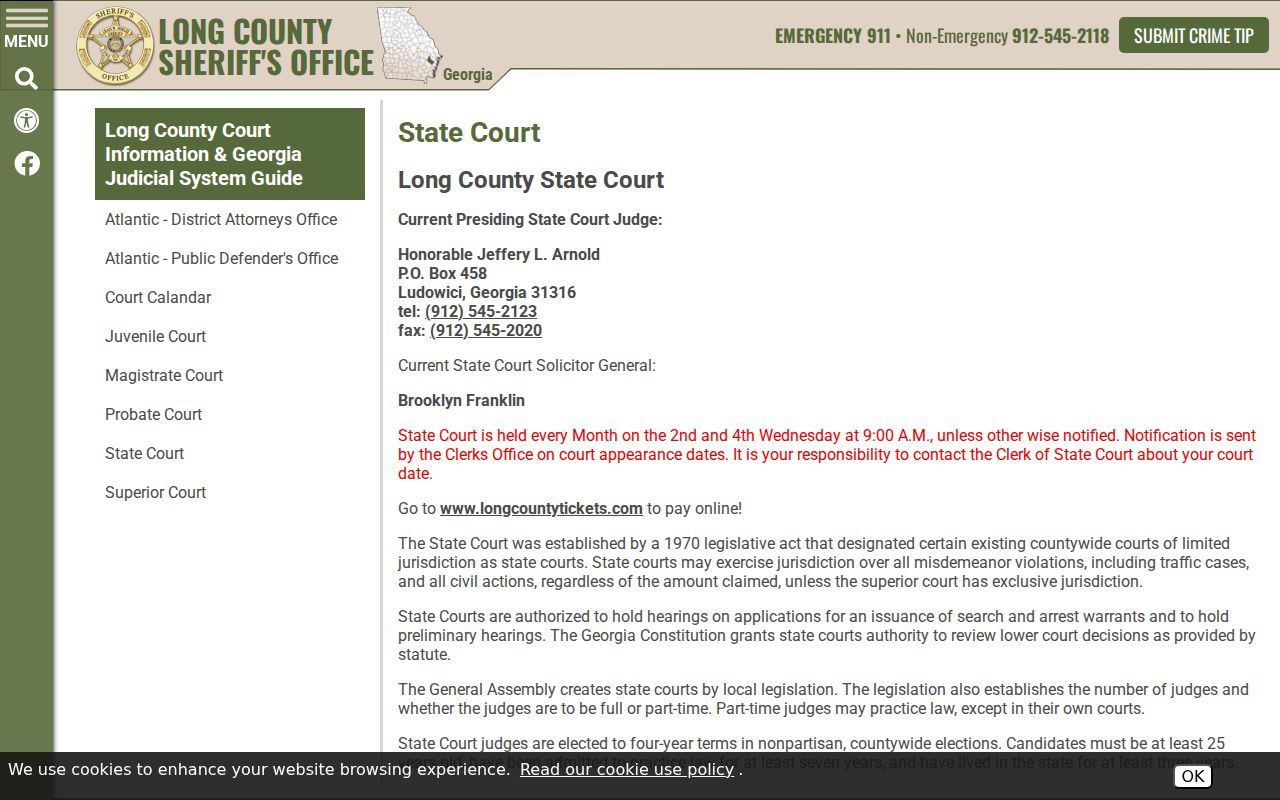 Long County outstanding warrants State Court authority