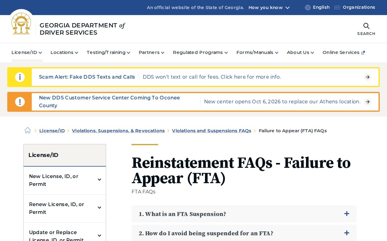 Long County municipal warrant FTA 28-day DDS timing